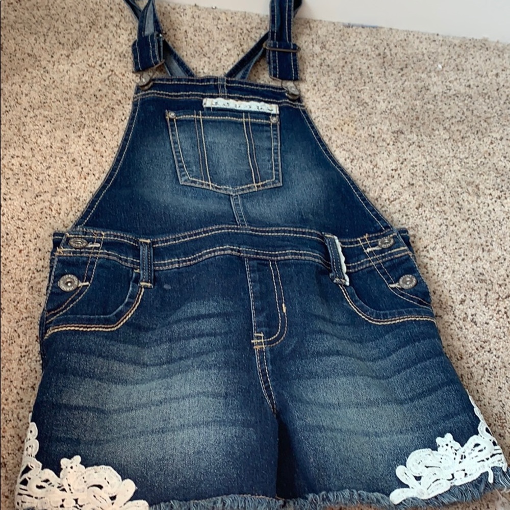 Denim short overalls